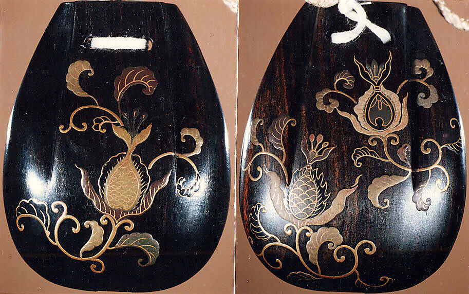 Case (Inrō) with Design of Nanban Flowers, Lacquer, dark wood, gold, silver, brown and green takamakie; Interior: plain, drawers, ivory handles, Japan