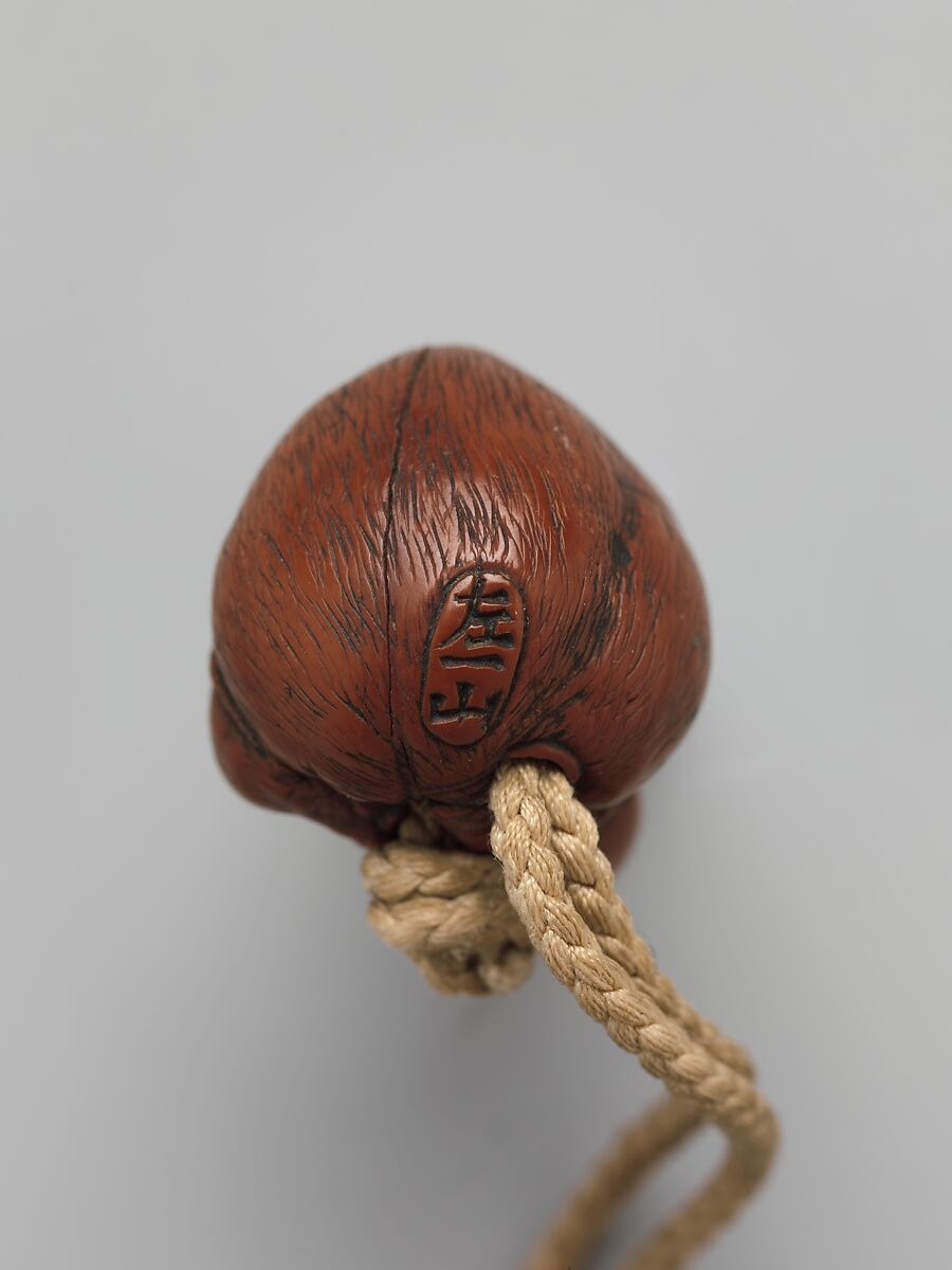 Case (Inrō) with Design of Maple Tree and Stream, In the style of Ogata Kōrin (Japanese, 1658–1716), Gold lacquer with dark gray ishime, gold, red, black, and silver makie, pewter, and mother-of-pearl; Ojime: bead with autumn wild flowers; Netsuke: rat eating peach; boxwood, Japan