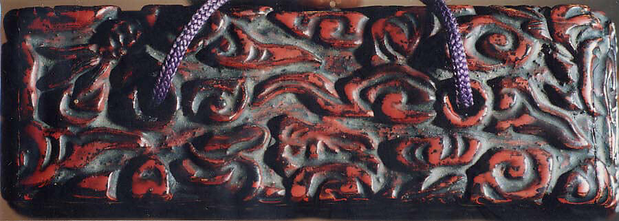 Case (Inrō) with Design of Chinese Sages in Mountain Landscape, Lacquer, kamakura-bori, carved wood, red and black lacquer; Interior: roiro, Japan