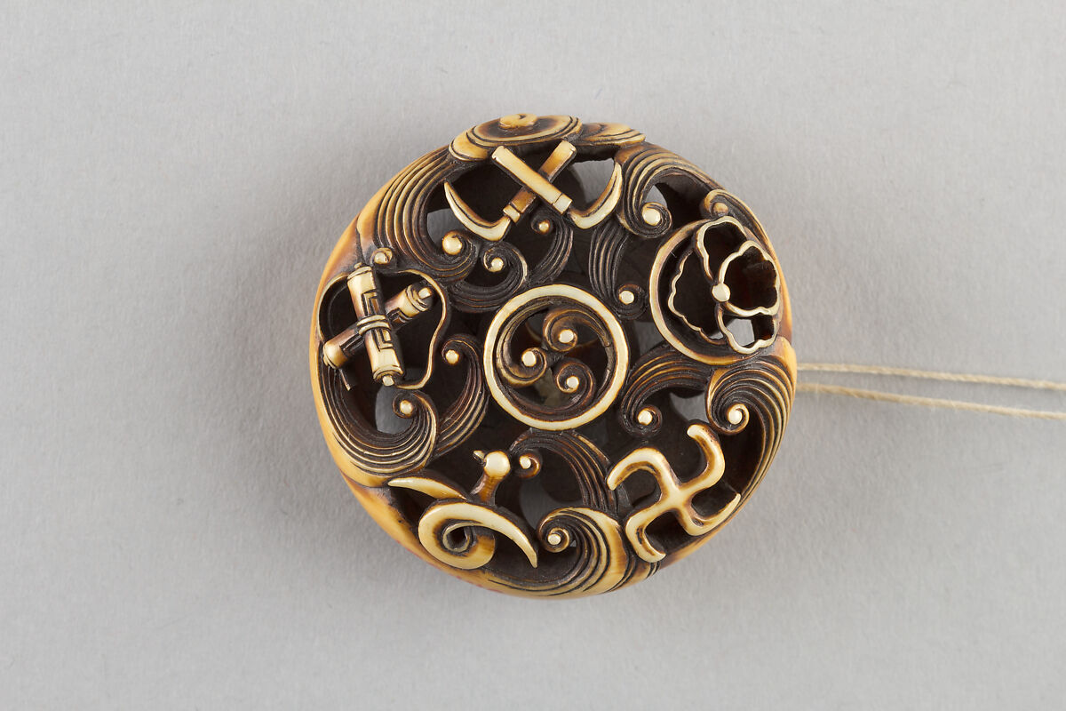 Case (Inrō) with Design of Dragon among Clouds and Waves, Lacquer, ivory, carved relief, incised, stained silver blue; Interior: roiro, Japan