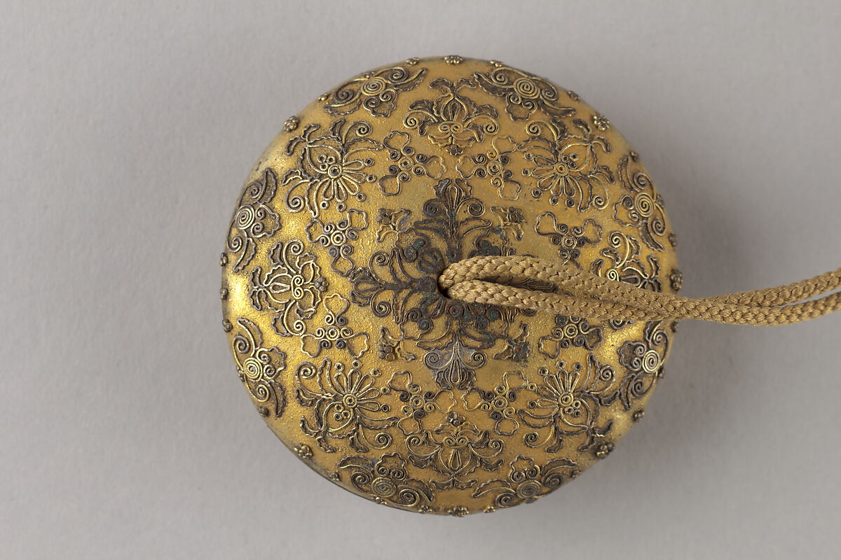 Tobacco Box and Netsuke, Brass, Japan