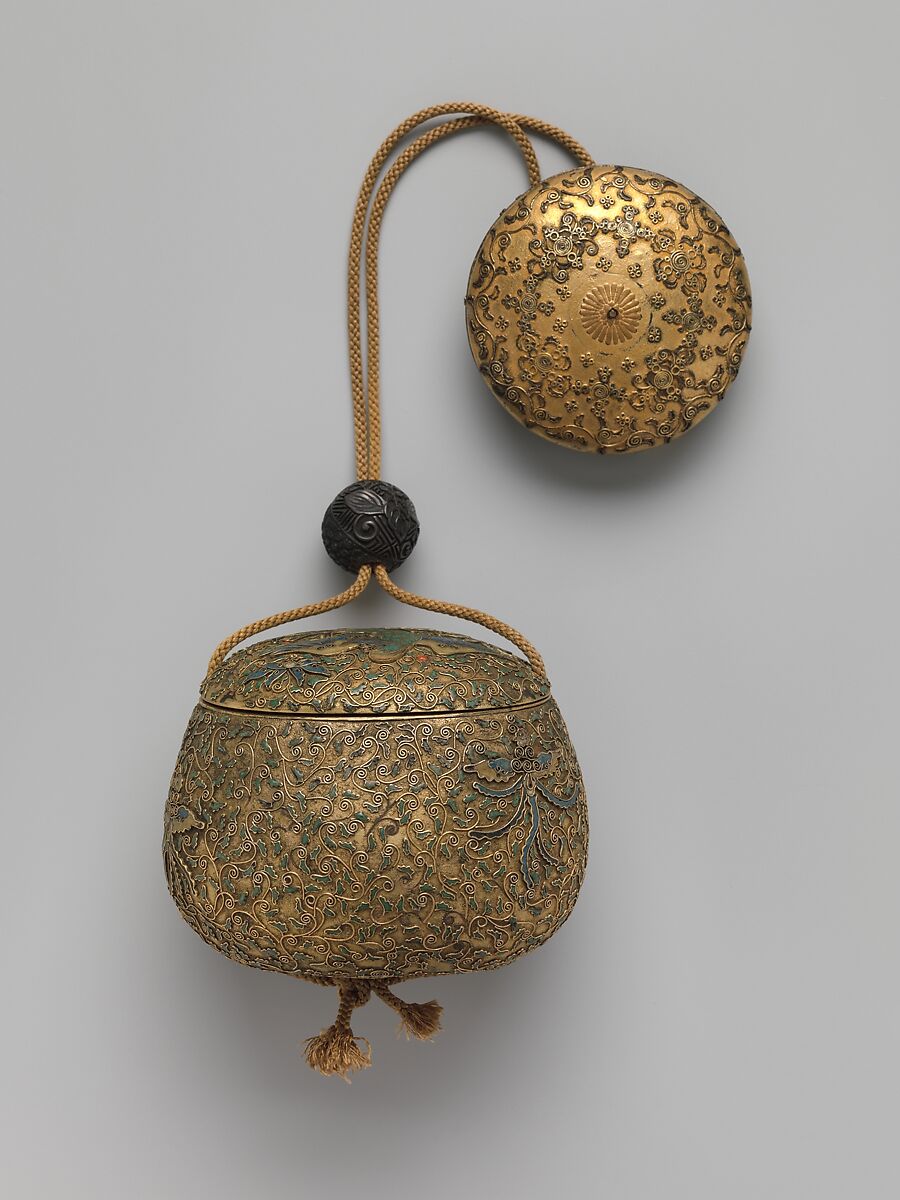 Tobacco Box and Netsuke, Brass, Japan 