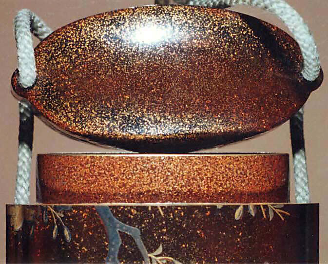 Case (Inrō) with Design of a Flowering Cherry Tree, Lacquer, dark brown, nashiji, gold and silver hiramakie; Interior: nashiji and fundame, Japan