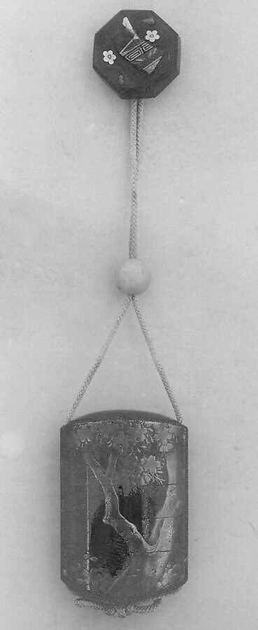 Case (Inrō) with Design of a Flowering Cherry Tree, Lacquer, dark brown, nashiji, gold and silver hiramakie; Interior: nashiji and fundame, Japan