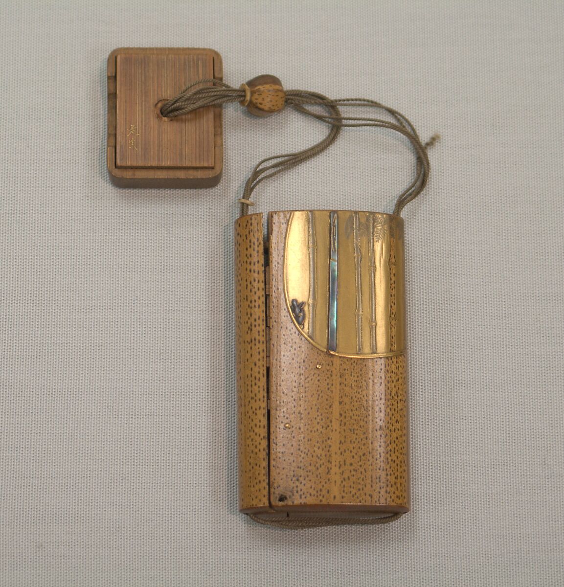 Case (Inrō) with Design of Demon in Escape, In the style of Shibata Zeshin (Japanese, 1807–1891), Gold, silver, red, and black hiramaki-e, takamaki-e, mother-of-pearl inlay on bamboo; interior: plain wood, drawers, Japan