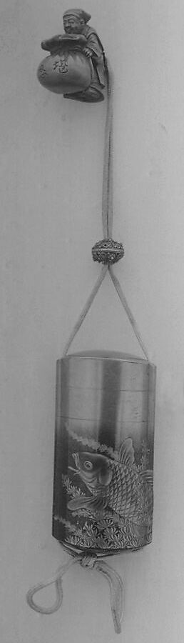 Case (Inrō) with Design of Large Carp Swimming among Seaweeds, Lacquer, kinji, gold, silver and black hiramakie, takamakie and nashiji; Interior: nashiji and fundame, Japan