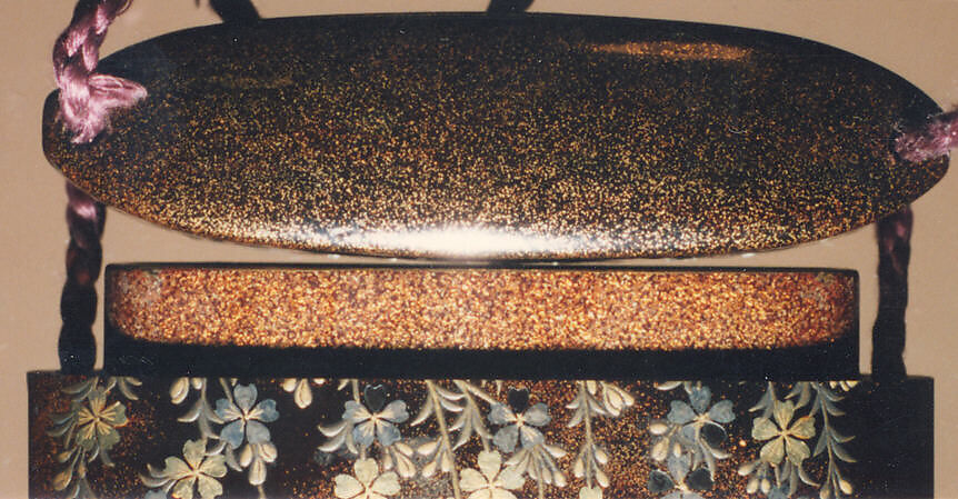 Case (Inrō) with Design of Weeping Cherry Tree, Lacquer, roiro, gold and silver hiramakie, gold foil, nashiji and togidashi; Interior: nashiji and fundame, Japan