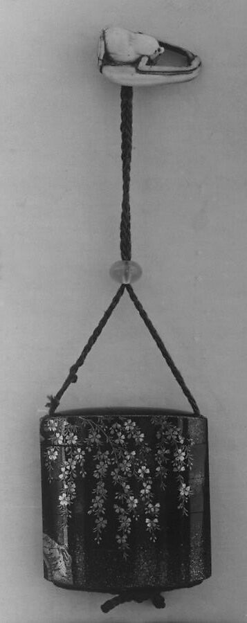 Case (Inrō) with Design of Weeping Cherry Tree, Lacquer, roiro, gold and silver hiramakie, gold foil, nashiji and togidashi; Interior: nashiji and fundame, Japan