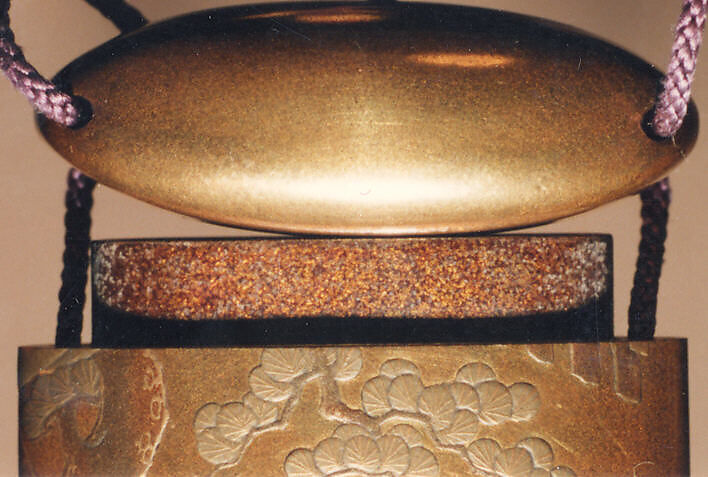 Case (Inrō) with Benkei and Yoshitsune Disguised on the Flight to Ōshū, Lacquer, kinji, gold, silver and brown hiramakie, takamakie, stained ivory inlay; Interior: nashiji and fundame, Japan