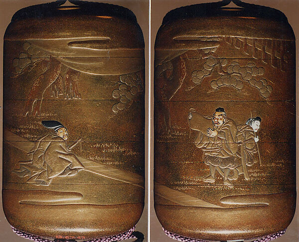 Case (Inrō) with Benkei and Yoshitsune Disguised on the Flight to Ōshū