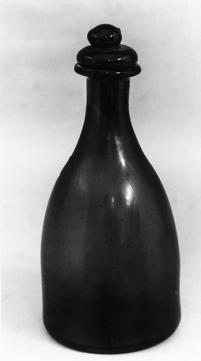 Bottle, Free-blown glass, American 