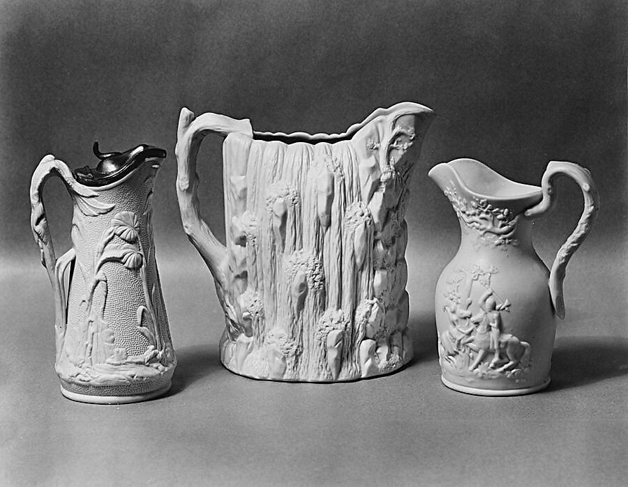 Pitcher, United States Pottery Company (1852–58), Parian porcelain, American