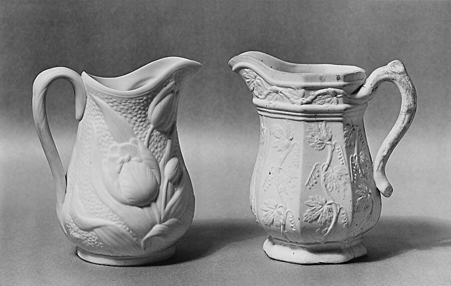 Pitcher, United States Pottery Company (1852–58), Parian porcelain, American