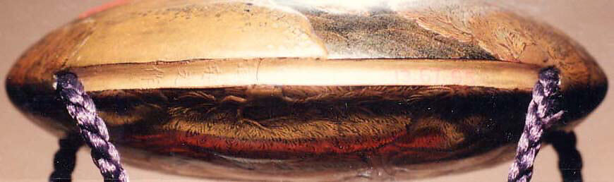 Case (Inrō) with Design of Semi-Circular Bridge (obverse); Crows in Flight Beside Pagoda (reverse), Lacquer, nashiji, gold, silver and red hiramakie, takamakie, metal posts; Interior: red lacquer, nashiji and fundame, Japan