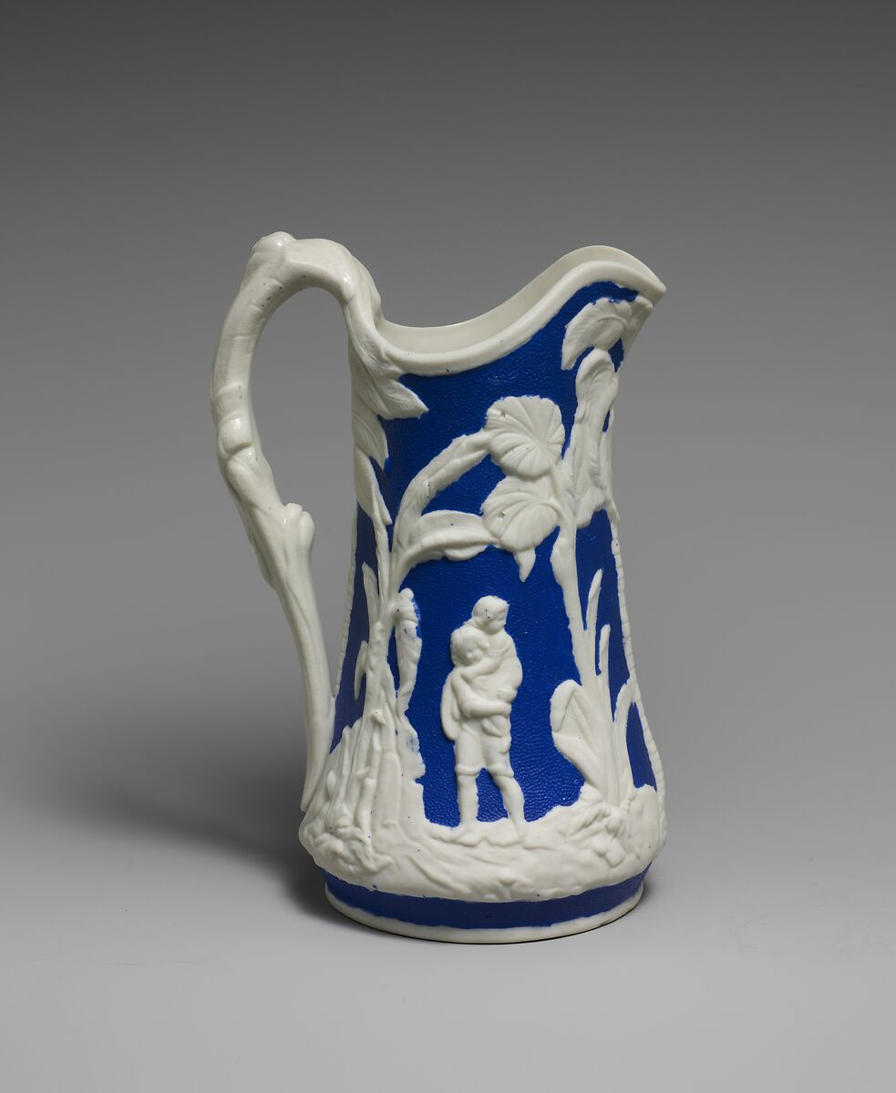 Pitcher, United States Pottery Company (1852–58), Parian porcelain, American 
