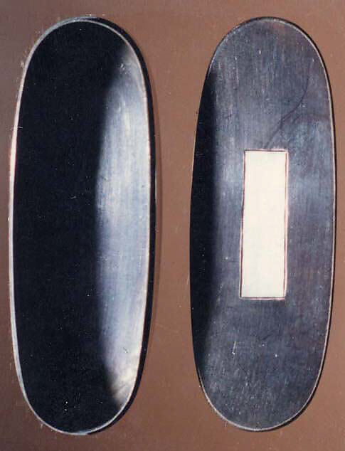 Case (Inrō) with Design of Caparisoned Elephant Standing (obverse); Two Karako with Trumpet, Banner (reverse), Lacquer, roiro, hirame, gold, silver and colored hiramakie, takamakie; Interior: nashiji and fundame; each case: silver metal box, Japan