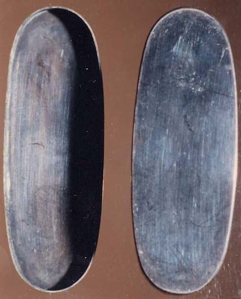 Case (Inrō) with Design of Caparisoned Elephant Standing (obverse); Two Karako with Trumpet, Banner (reverse), Lacquer, roiro, hirame, gold, silver and colored hiramakie, takamakie; Interior: nashiji and fundame; each case: silver metal box, Japan