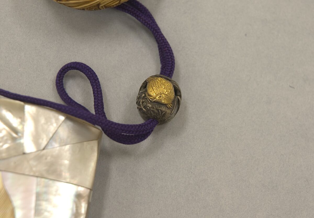 Inrō with Tanabata Story of the Weaver and the Herdboy, Nomura Kyūkoku (Japanese, active first half of the 19th century), Three cases; lacquered wood with gold hiramaki-e and ivory inlay on mother-of-pearl ground; Netsuke: carved ivory; flowers and grasses with silver butterflies; Ojime: silver and gold quail in autumn grasses, Japan