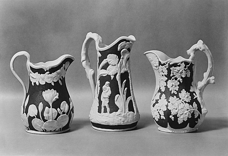 Pitcher, United States Pottery Company (1852–58), Parian porcelain, American