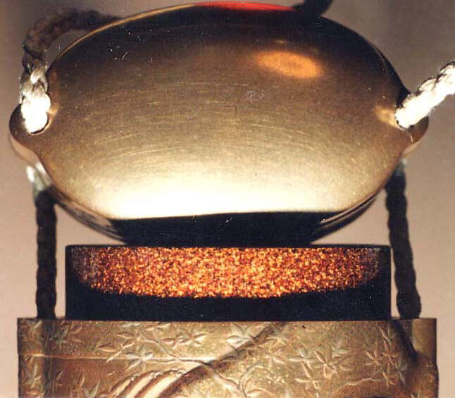 Case (Inrō) with Design of Hilly Landscape with Maple and Cherry Trees beside a River, Lacquer, kinji, gold, silver, black and brown hiramakie, takamakie and togidashi; Interior: nashiji and fundame, Japan