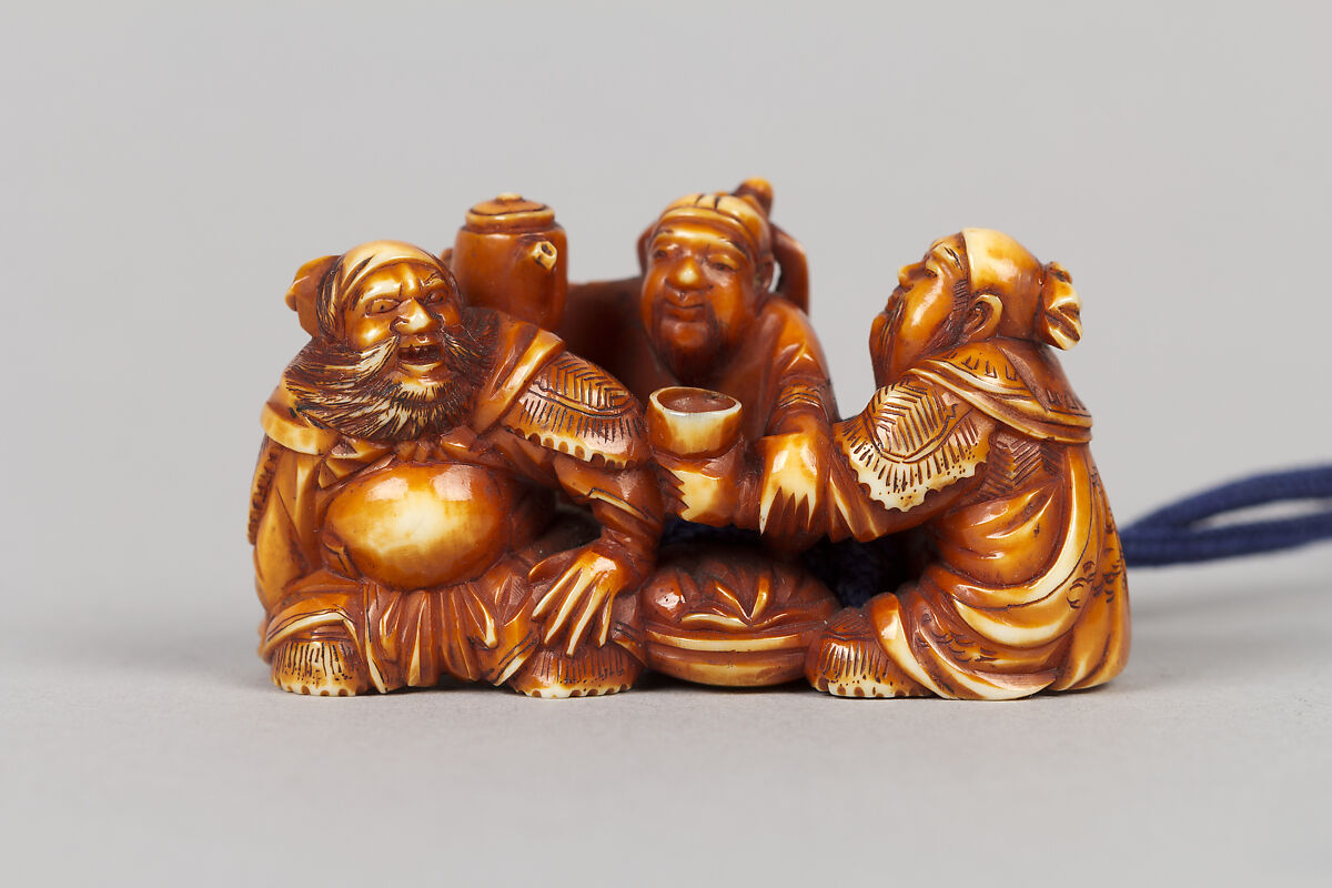 Case (Inrō) with Design of Daimyo Seated on a Platform (obverse); Warrior Reading a Scroll (reverse), Lacquer, gyobu, kinji, gold, silver and black hiramakie,  metal inlay; Interior: gyobu nashiji and fundame, Japan