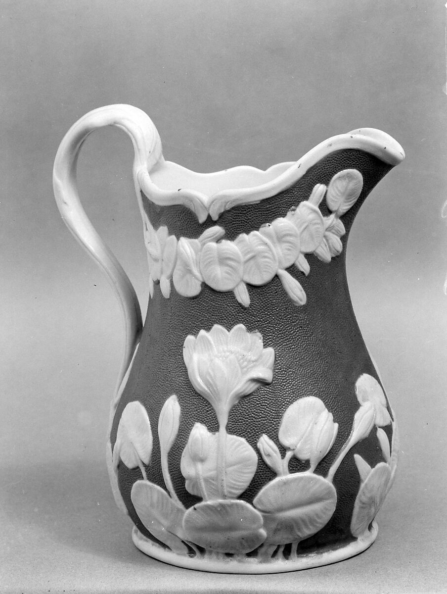 Pitcher, United States Pottery Company (1852–58), Parian porcelain, American