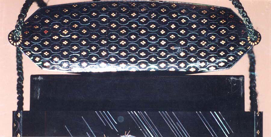 Case (Inrō) with Design of Seated Tiger in Rain (obverse); Bamboo with Inscription (reverse), Sō Shiseki (Japanese, 1715–1786), Lacquer, roiro, gold foil, aogai inlay; Interior: roiro, Japan