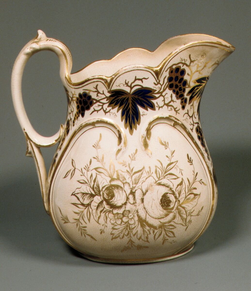 Pitcher, United States Pottery Company (1852–58), Stoneware, American 