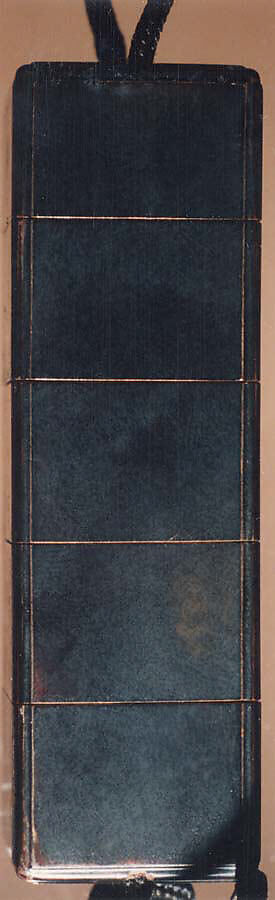 Inrō with Two Standing Horses; Seal and Inscription (reverse), After Kano Naonobu (Japanese, 1607–1650), Four cases; lacquered wood with gold hiramaki-e, gold foil application, and mother-of-pearl inlay on black groundNetsuke: horse; ivory Ojime: iron bead with cricket and flower in gold overlay, Japan