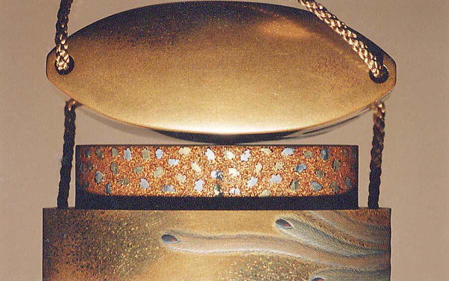 Case (Inrō) with Pheonix and Paulownia Tree, Gold lacquer with gold and colored makie and mother-of-pearl, Japan