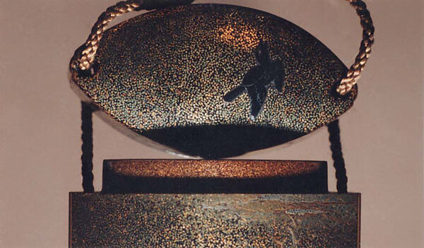 Case (Inrō) with Design of Crows in Trees and Flying before the Full Moon, Lacquer, gold, hirame, gold and coloured hiramakie, takamakie, nashiji; Interior: nashiji and fundame, Japan