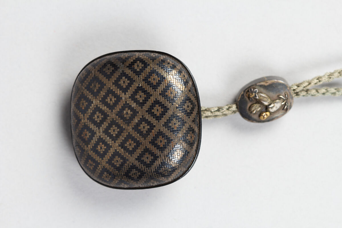 Case (Inrō) with Design of Narihira at Mount Fuji, from The Tales of Ise, Lacquer, kinji, gold and silver hiramakie, metal inlay, kirigane; Interior: gyobu nashiji and fundame, Japan