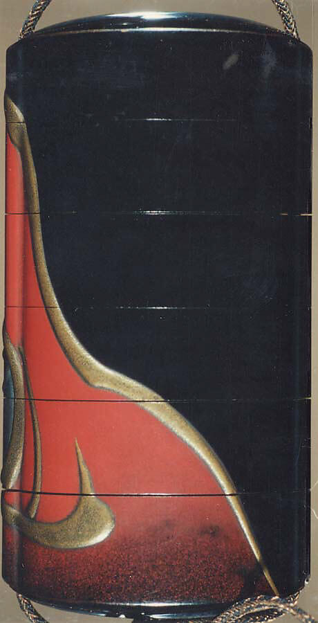 Case (Inrō) with Head of Daruma, Lacquer, roiro, gold, silver, red hiramakie, takamakie, nashiji; Interior: nashiji and fundame, Japan