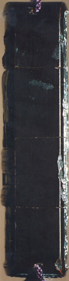 Case (Inrō) with Design taken from 'Fang Shi Mopu' (Book of Ink Cake Designs) (obverse); Large Jar on Stand (reverse), Fangshi Mopu, Black hiramaki-e, takamaki-e, ceramic and mother-of-pearl inlay;
Interior: Roiro and fundame, Japan