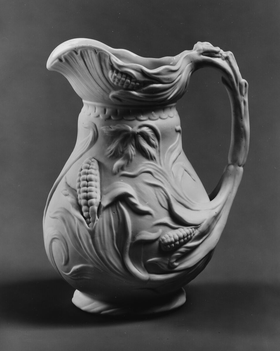 Pitcher, United States Pottery Company (1852–58), Parian porcelain, American