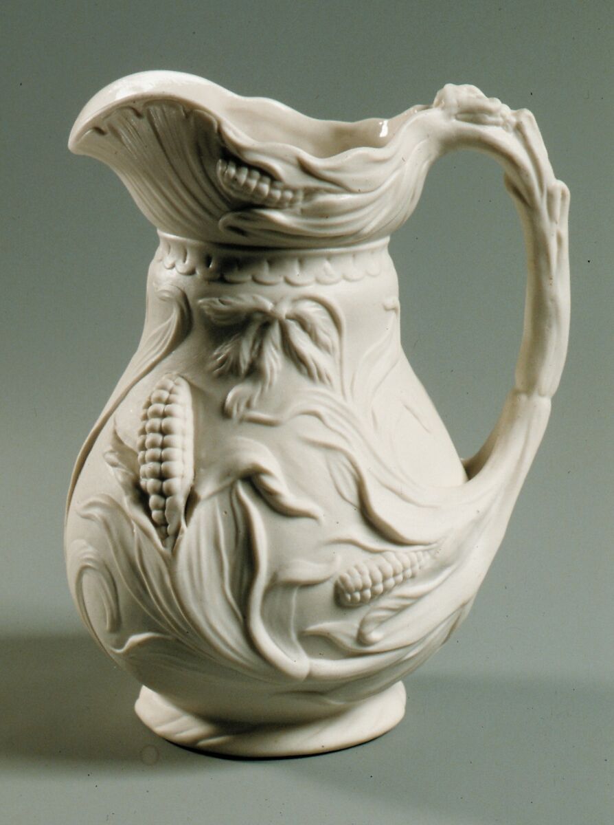 Pitcher, United States Pottery Company (1852–58), Parian porcelain, American 