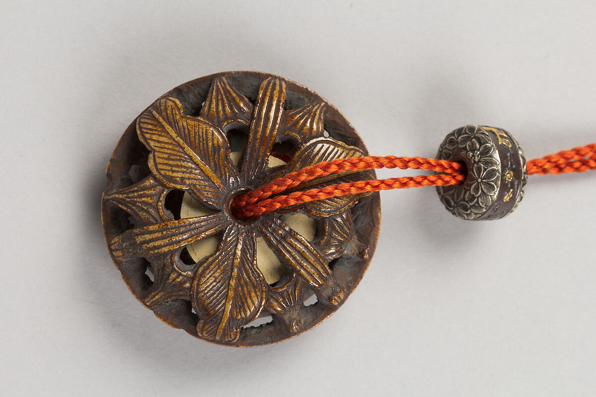 Case (Inrō) with Design of Cherry Trees with a Shintō Shrine, Colored lacquer, and gold, silver, blue, and red togidashi on black lacquer, Japan