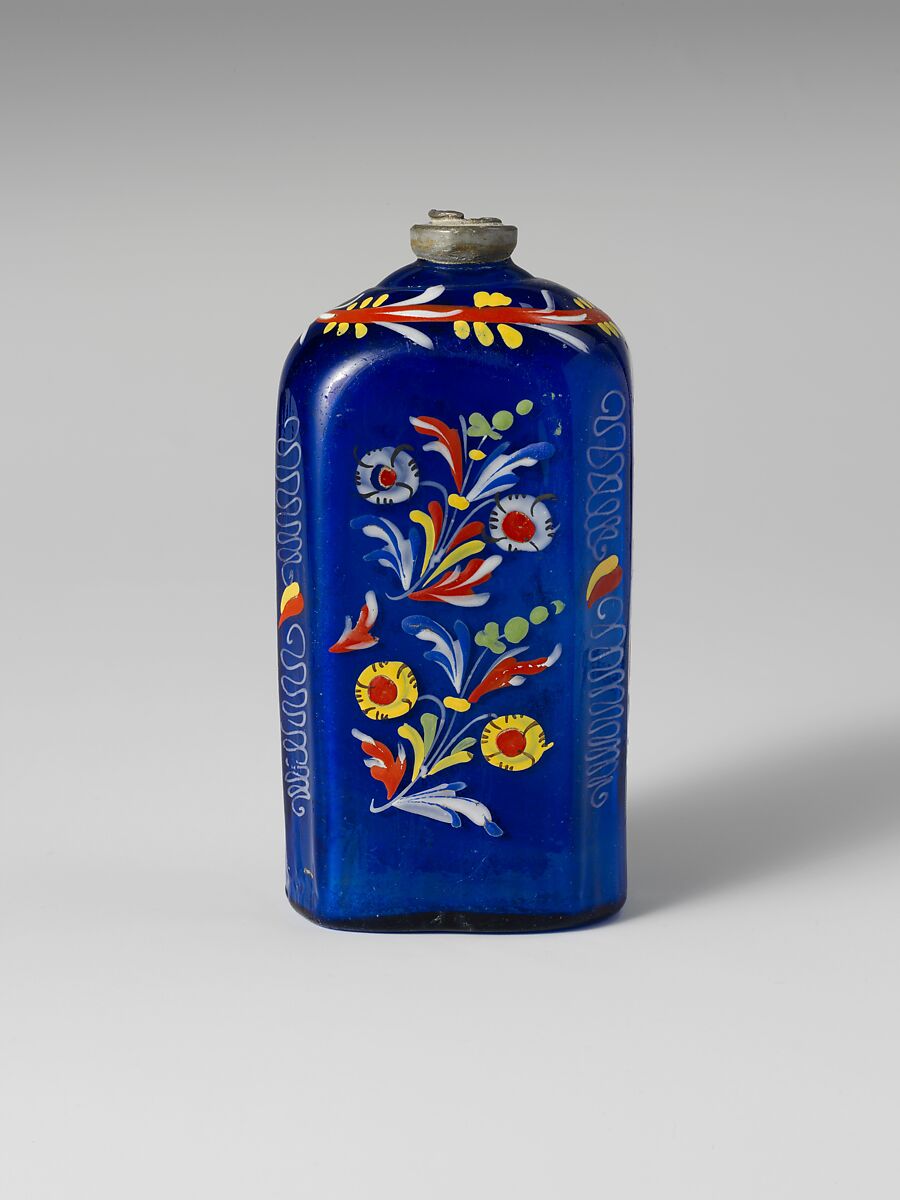 Bottle, Non-lead glass with enamel decoration 