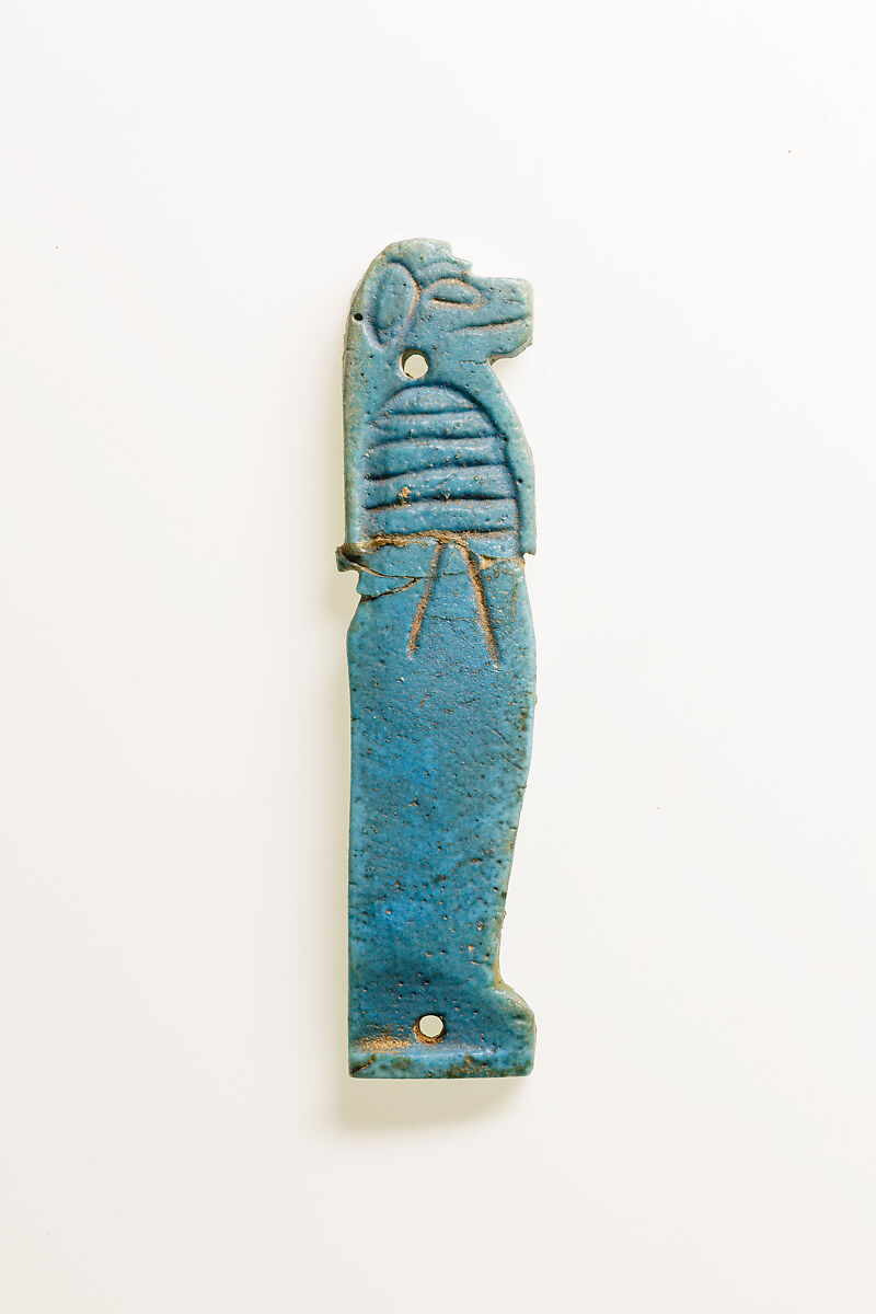 Son of Horus (Hapy) from Bead Net, Blue faience 