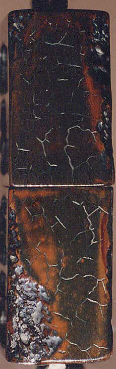 Case (Inrō) with Design of Screen (Tsuitate) with Wave Decoration and Inscriptions, Lacquer, brown lacquer, brown hiramakie, takamakie; Interior: roiro and fundame, Japan