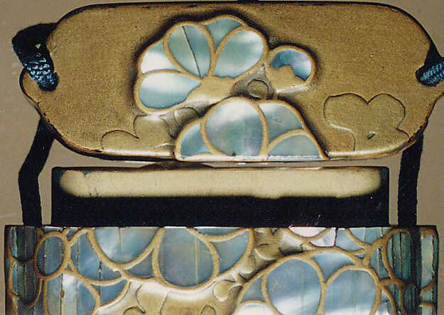Case (Inrō) with Design of Flowering Plants, Lacquer, fundame, gold takamakie, raden inlay; Interior: fundame, Japan