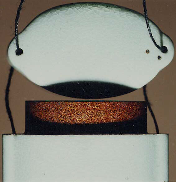 Case (Inrō) with Design of Standing Cranes (obverse); Tortoises beside Stones (reverse), Ceramic, white ceramic ground, gold, black and red takamakie, nashiji; Interior: nashiji and fundame, Japan