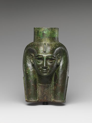 Head of a goddess, probably Mut, for attachment to a processional barque (?)