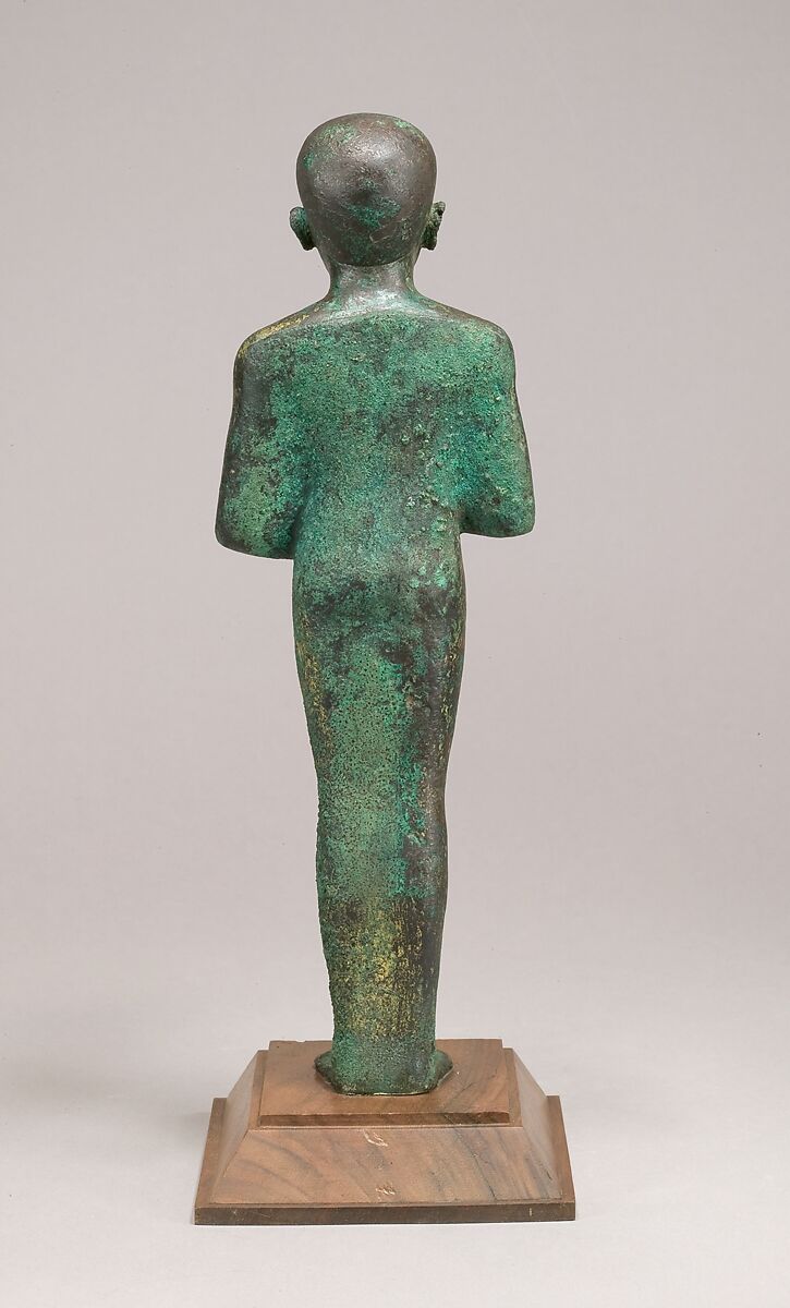 Statue of the God Ptah, Bronze, gold leaf, glass