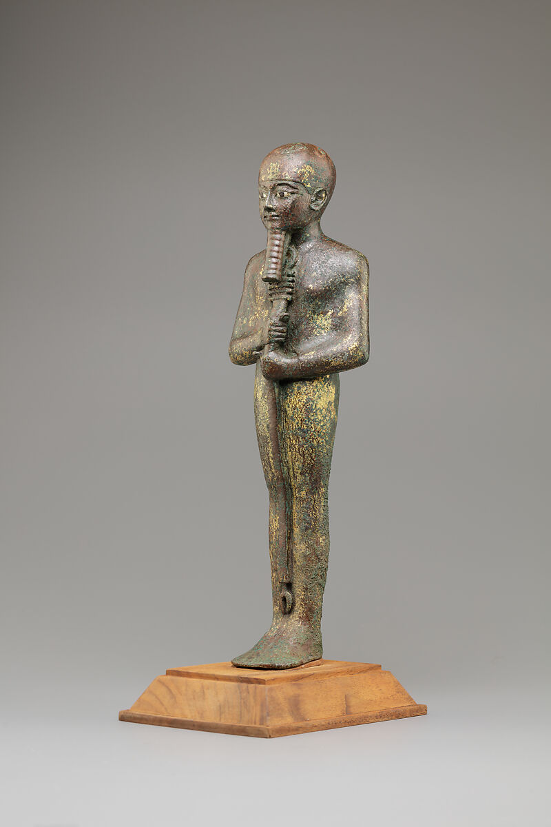 Statue of the God Ptah, Bronze, gold leaf, glass