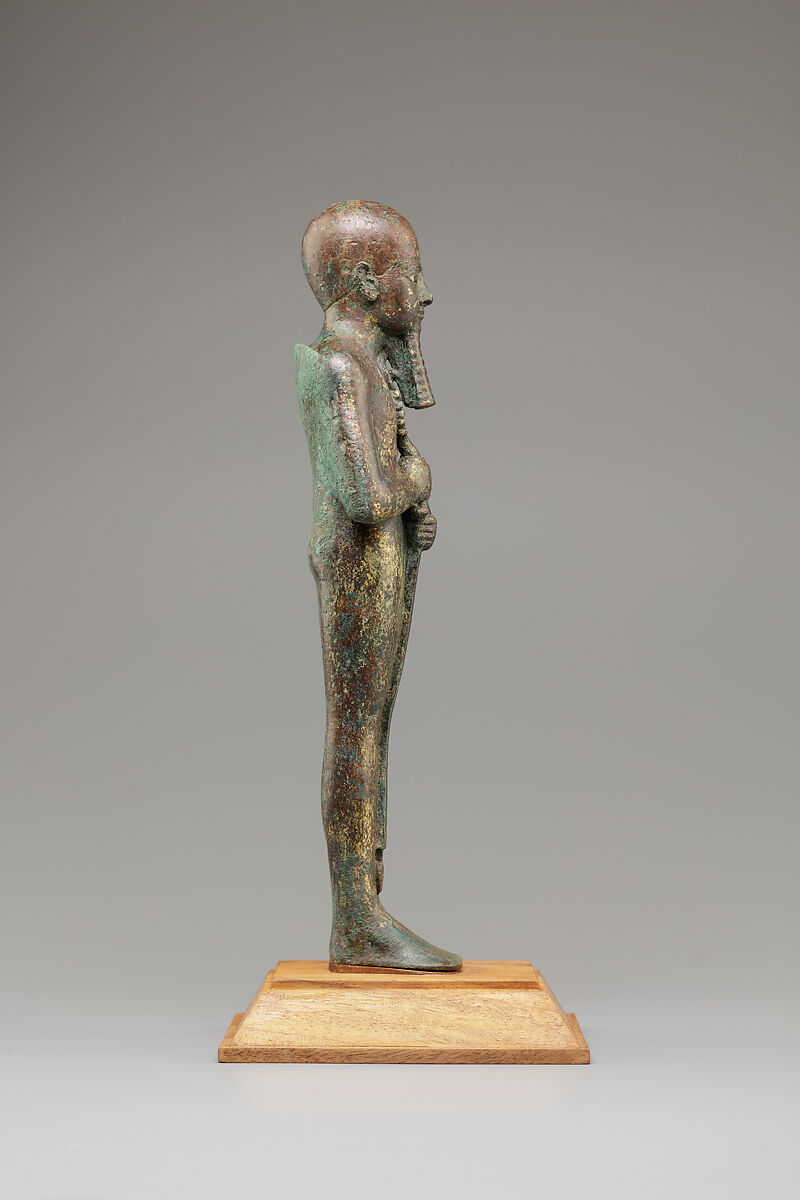 Statue of the God Ptah, Bronze, gold leaf, glass