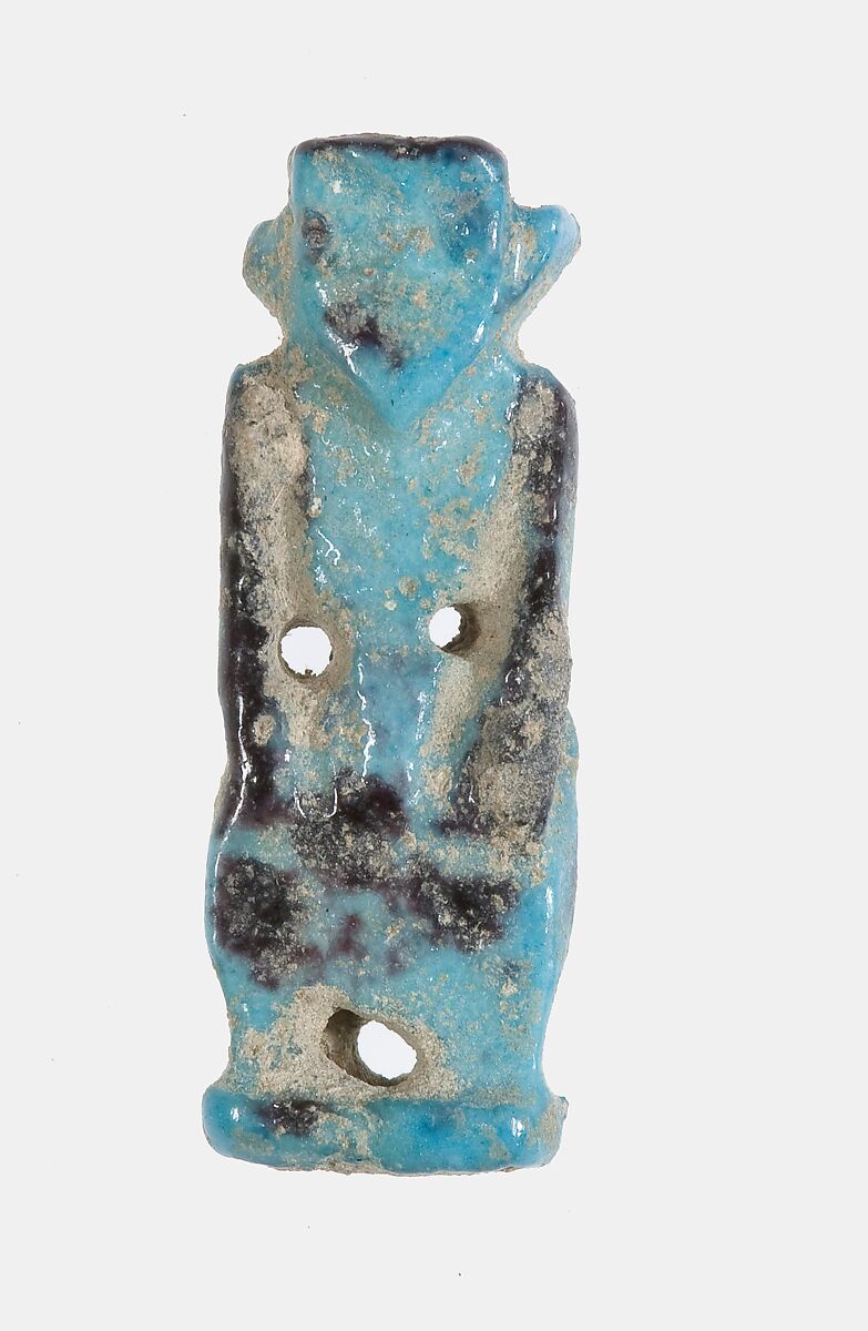 Pakhet (?) Amulet, Faience 