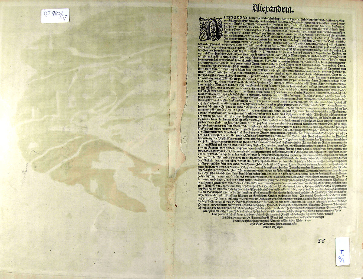 Map of Alexandria, Georg Braun (German, 1541–1622), Etching, hand colored