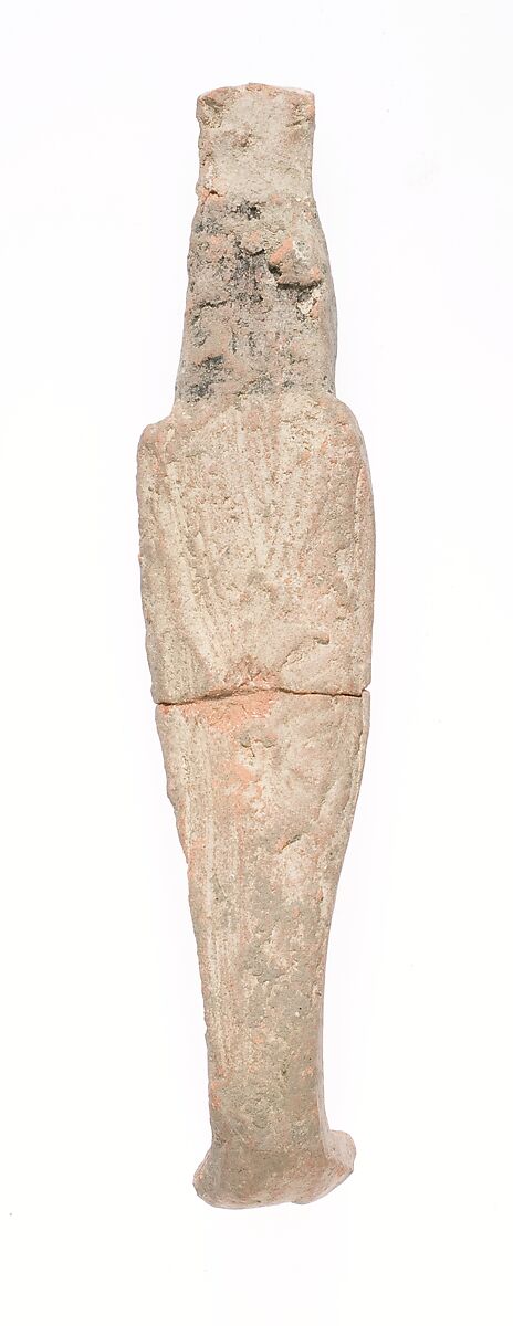 Standing female figurine with tall headdress, Pottery