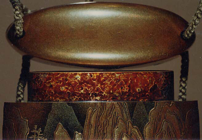 Case (Inrō) with Design of Chinese-Style Mountain Landscape with Buildings beside Rocks, Lacquer, kinji, nashiji, gold, silver hiramakie, takamakie, togidashi; Interior: gyobu nashiji and fundame, Japan